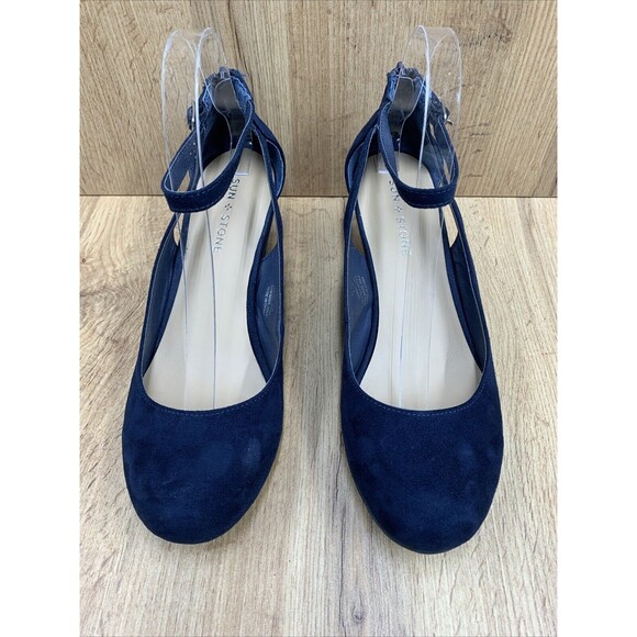 SUN STONE Miley Wedge Buckle Sandals Shoes Women's 9.5 M Cut Out Sides Round Toe - Picture 4 of 16